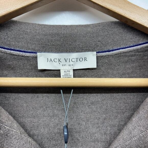 NEW $278 Jack Victor Taupe Brown Collared Long Sleeve Polo Sweater Mens XL - Picture 5 of 9